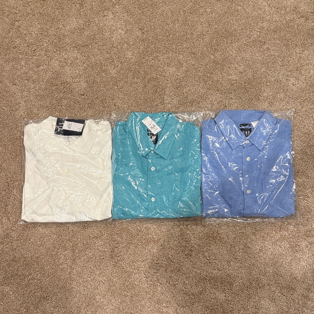 Men's Button-Up Shirt - White, Teal, Blue